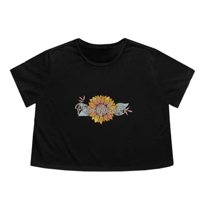 Bloom in Style with our Sunflower Dreams Flowy Cropped Tee - Black / s T-shirt