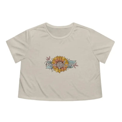 Bloom in Style with our Sunflower Dreams Flowy Cropped Tee - Heather Dust / s T-shirt