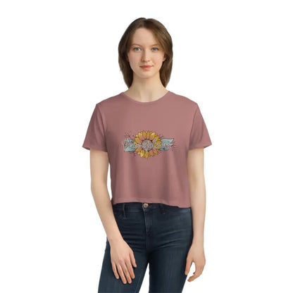 Bloom in Style with our Sunflower Dreams Flowy Cropped Tee - T-shirt