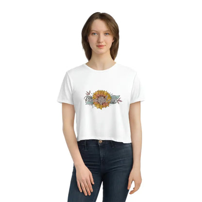 Bloom in Style with our Sunflower Dreams Flowy Cropped Tee - T-shirt