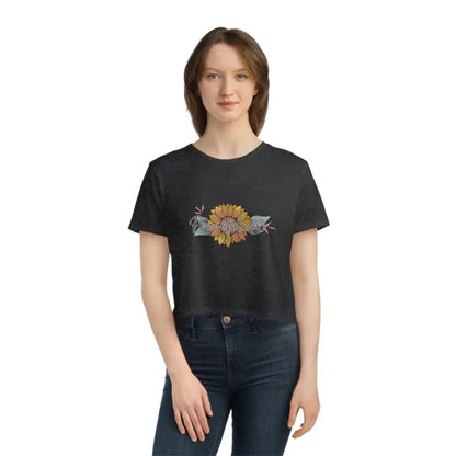 Bloom in Style with our Sunflower Dreams Flowy Cropped Tee - T-shirt