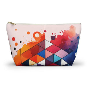 Vibrant Abstract Art Pouch - Stylish Organizer - Dipaliz - Large / White Zipper - Cosmetic & Toiletry Bags