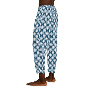Men’s Pajama Pants - White Blue Pattern Comfort - Dipaliz - Pajamas