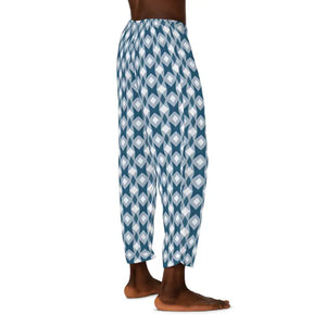 Men’s Pajama Pants - White Blue Pattern Comfort - Dipaliz - Pajamas