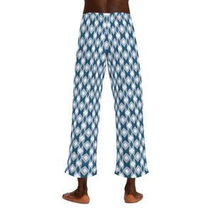 Men’s Pajama Pants - White Blue Pattern Comfort - Dipaliz - Pajamas