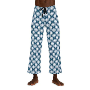 Men’s Pajama Pants - White Blue Pattern Comfort - Dipaliz - m / Stitching - Pajamas