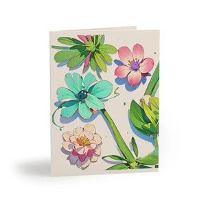 Floral Blank Greeting Cards - Elegant Chic Design - Dipaliz - 8 Pcs / Matte / 4.25” x 5.5” - & Note