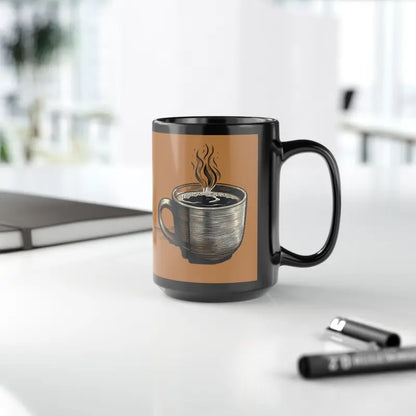 Kickstart your Day with a Sleek Black Ceramic Coffee Mug - 15oz