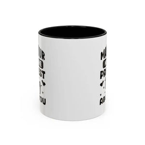 White Ceramic Accent Coffee Mug with C-shaped Handle - Dipaliz - 11oz / Black - Mugs