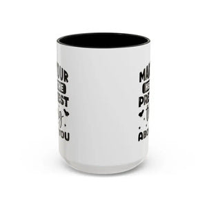 White Ceramic Accent Coffee Mug with C-shaped Handle - Dipaliz - 15oz / Black - Mugs