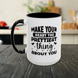 White Ceramic Accent Coffee Mug with C-shaped Handle - Dipaliz - Mugs