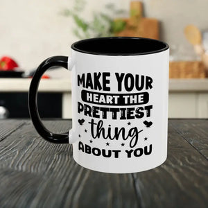 White Ceramic Accent Coffee Mug with C-shaped Handle - Dipaliz - Mugs