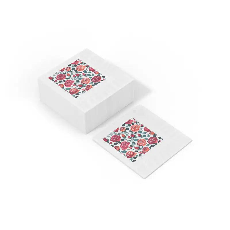 Elevate Parties with Fancy Schmancy Roses White Coined Napkins - Home Decor