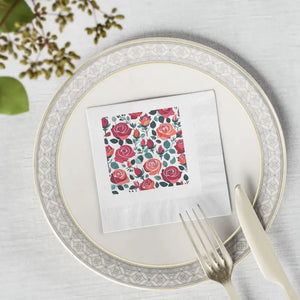 White Coined Napkins - Chic Elegant Party Style - Dipaliz - 4.8’’ x / 100 Pcs - Paper