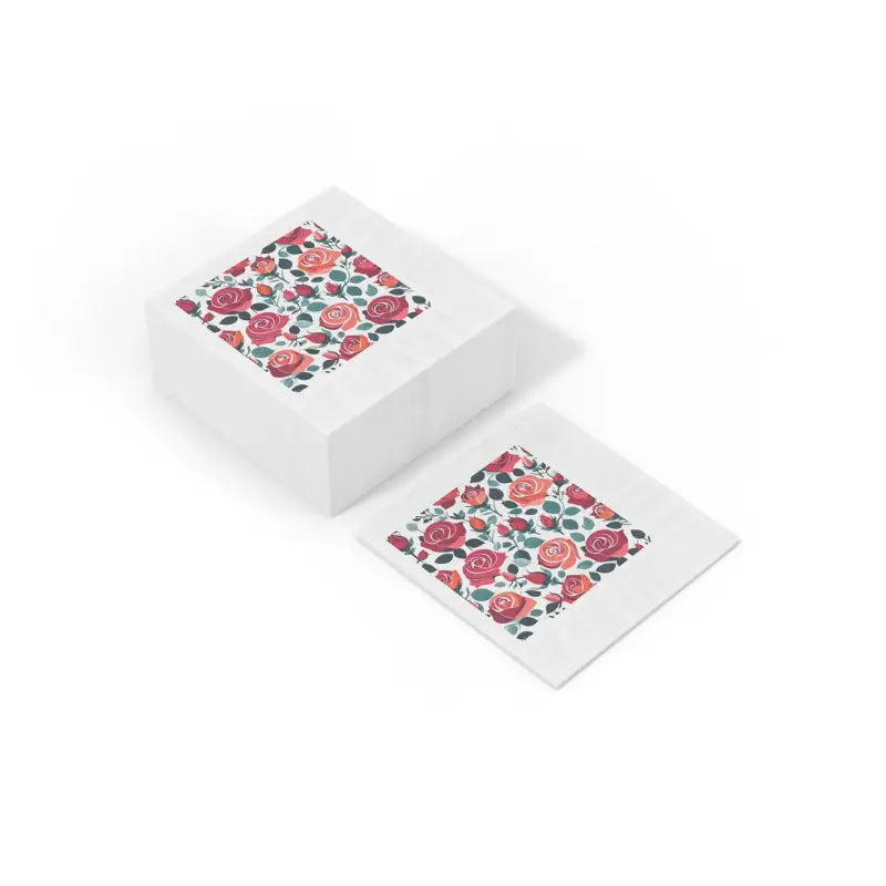 Elevate Parties with Fancy Schmancy Roses White Coined Napkins - Home Decor