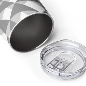 Wine Tumbler White Abstract Pattern Chic On-the-go - Dipaliz - Tumblers