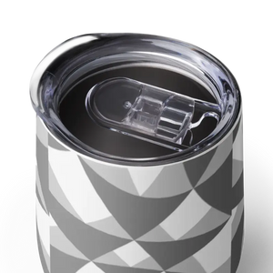 Wine Tumbler White Abstract Pattern Chic On-the-go - Dipaliz - Tumblers