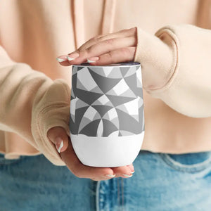 Wine Tumbler White Abstract Pattern Chic On-the-go - Dipaliz - Tumblers
