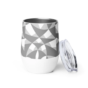 Wine Tumbler White Abstract Pattern Chic On-the-go - Dipaliz - Tumblers