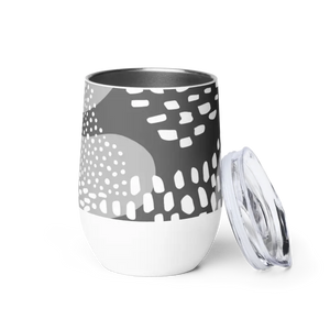 Wine Tumbler - Grey Abstract Stainless Steel - Dipaliz - Tumblers