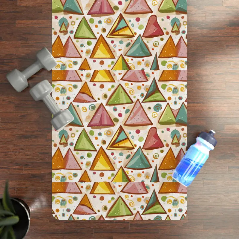 Elevate your Practice with the Vibrant Triangles Yoga Mat - 26” x 70” Home Decor