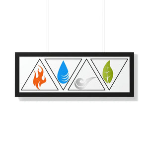 Framed Horizontal Poster Air Elements Modern Chic Art - Dipaliz - 36″ x 12″ / Black - Posters Prints & Visual Artwork