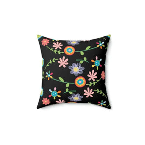 Black Spun Polyester Square Pillow - Bold Comfort Style - Dipaliz - 14’’ × - Throw Pillows