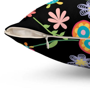 Black Spun Polyester Square Pillow - Bold Comfort Style - Dipaliz - Throw Pillows