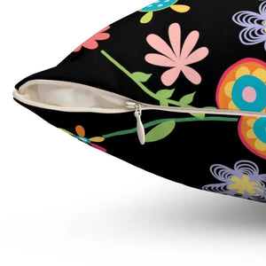 Black Spun Polyester Square Pillow - Bold Comfort Style - Dipaliz - Throw Pillows