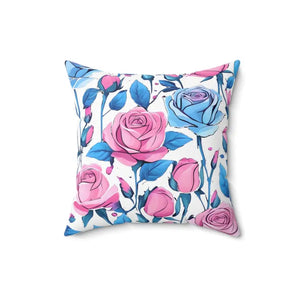 Blue Roses Spun Polyester Square Pillow - Vibrant Comfort - Dipaliz - 16’’ × - Throw Pillows