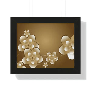 Framed Horizontal Poster White Flowers Digital Art - Dipaliz - 14″ x 11″ / Black - Posters Prints & Visual Artwork