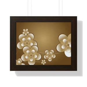 Framed Horizontal Poster White Flowers Digital Art - Dipaliz - 14″ x 11″ / Walnut - Posters Prints & Visual Artwork