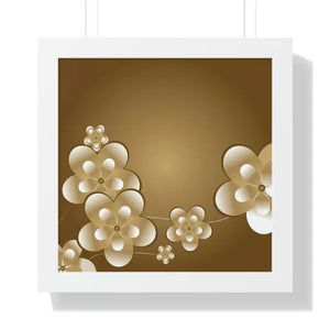 Framed Horizontal Poster White Flowers Digital Art - Dipaliz - 16″ x / Posters Prints & Visual Artwork