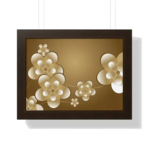 Framed Horizontal Poster White Flowers Digital Art - Dipaliz - 16″ x 12″ / Walnut - Posters Prints & Visual Artwork