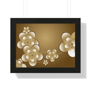 Framed Horizontal Poster White Flowers Digital Art - Dipaliz - 16″ x 12″ / Black - Posters Prints & Visual Artwork