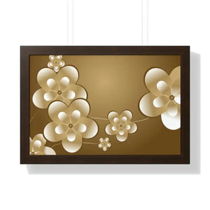 Framed Horizontal Poster White Flowers Digital Art - Dipaliz - 24″ x 16″ / Walnut - Posters Prints & Visual Artwork