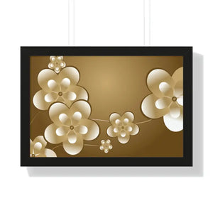 Framed Horizontal Poster White Flowers Digital Art - Dipaliz - 24″ x 16″ / Black - Posters Prints & Visual Artwork