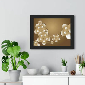 Framed Horizontal Poster White Flowers Digital Art - Dipaliz - Posters Prints & Visual Artwork
