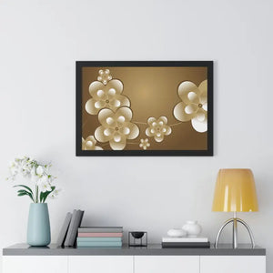 Framed Horizontal Poster White Flowers Digital Art - Dipaliz - Posters Prints & Visual Artwork