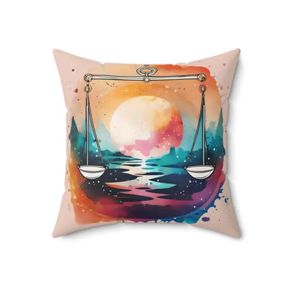 Libra Zodiac Polyester Square Pillow - Elevate your Decor - 18’’ × Home