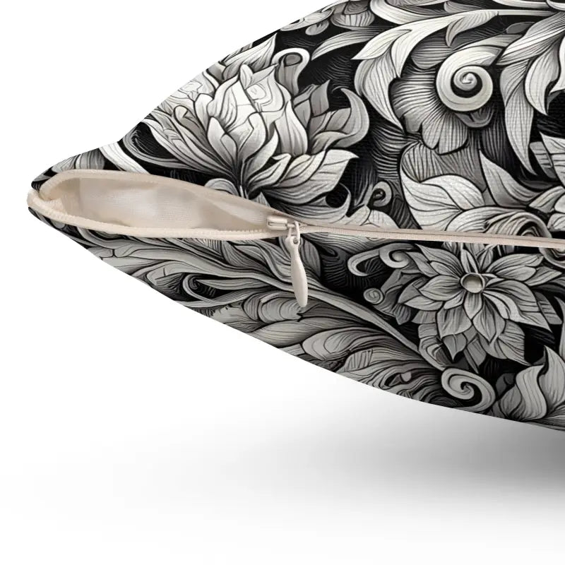 Monochrome Floral Spun Pillow - Artful Elegance for any Space - Home Decor