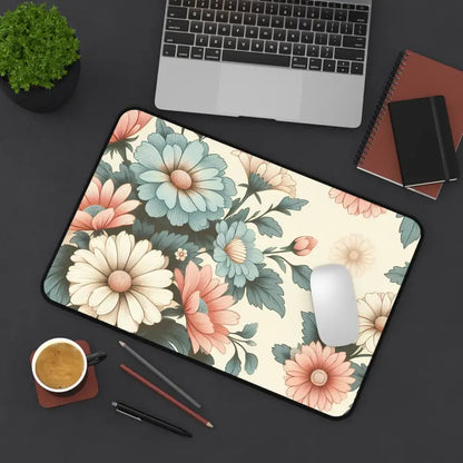 Elevate your Space: Pastel Flowers Neoprene Desk Mat - 12’’ × 18’’ Home Decor