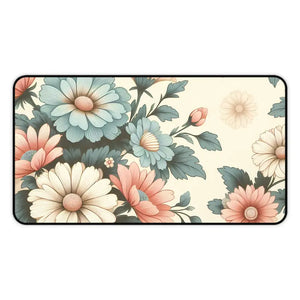 Pastel Flowers Neoprene Desk Mat - 3mm Luxury Workspace - Dipaliz - 12’’ × 22’’ - Workstation & Cubicle Accessories