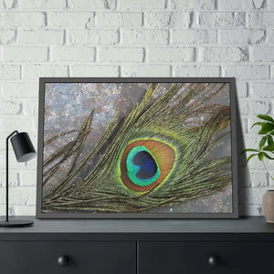 Framed Paper Peacock Feather Art Posters Bold Wall Decor - Dipaliz - Prints & Visual Artwork