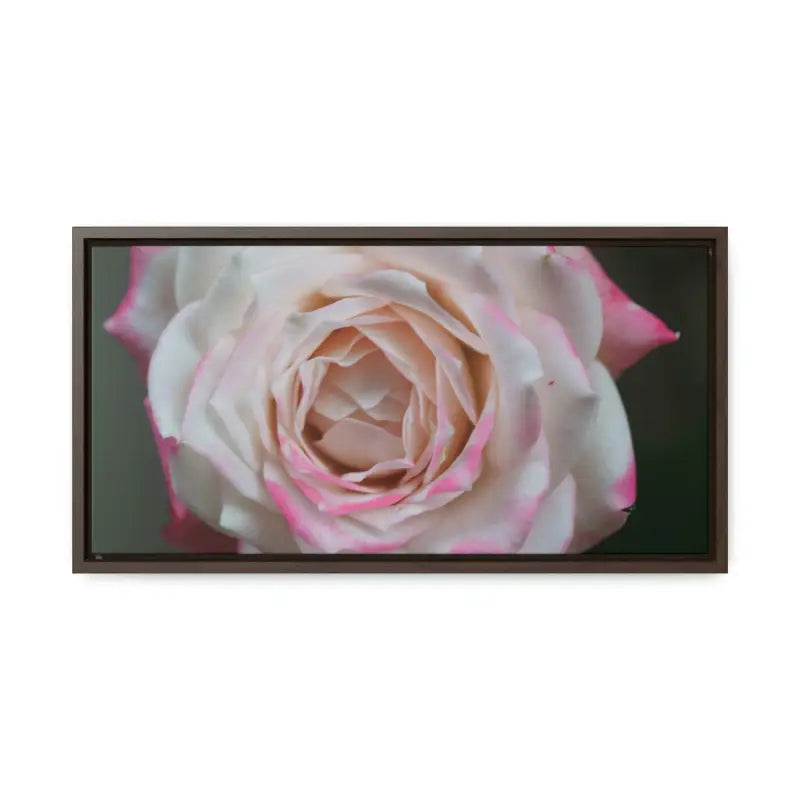 Elevate your Space with Pinkish White Rose Canvas Wrap - 20″ x 10″ / Walnut / Premium Gallery Wraps (1.25″)