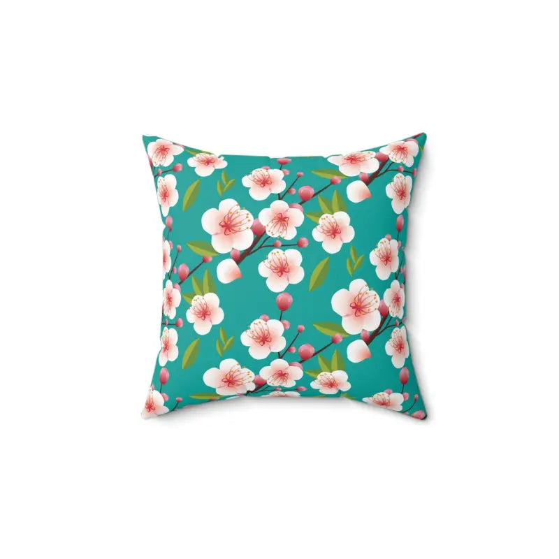 Pretty in Pink Polyester Square Pillow with Flowers - 14’’ × Home Decor