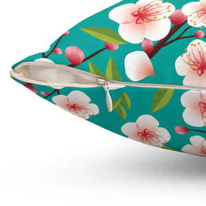 Pink Flowers Polyester Square Pillow - Dreamy Home Decor - Dipaliz - Throw Pillows