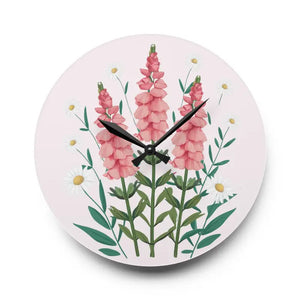 Acrylic Wall Clock Snapdragon Flowers Two Size Options Dipaliz - 10.75’’ × (round) - Clocks