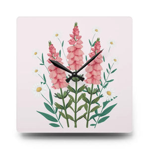 Acrylic Wall Clock Snapdragon Flowers Two Size Options Dipaliz - 10.75’’ × (square) - Clocks
