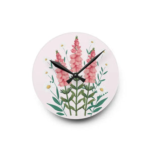Acrylic Wall Clock Snapdragon Flowers Two Size Options Dipaliz - 8’’ × (round) - Clocks